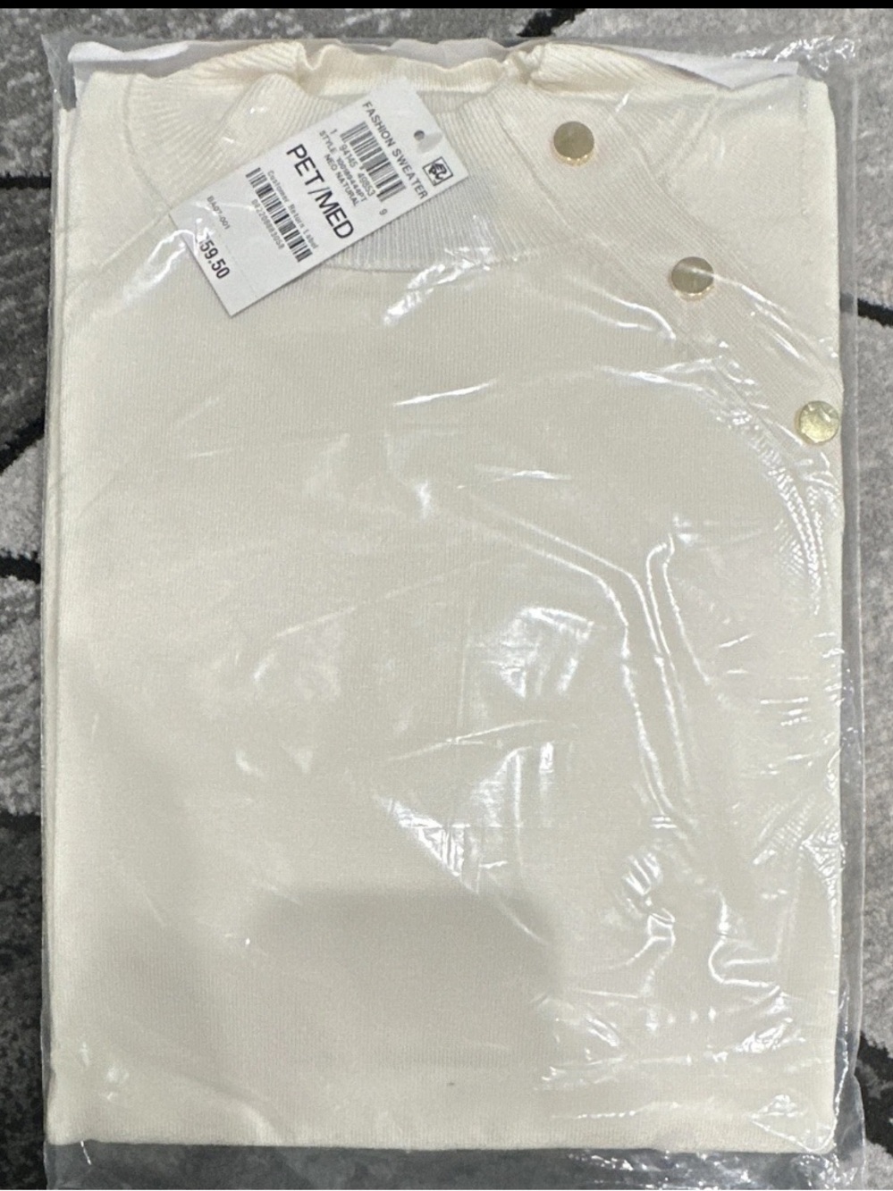 JM Collection Cream Button-Shoulder Knit Top